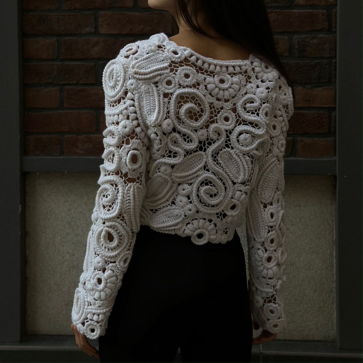 Luxury White Crochet Jacket - Handcrafted Women’s Designer Outerwear (Custom Sizes Available)