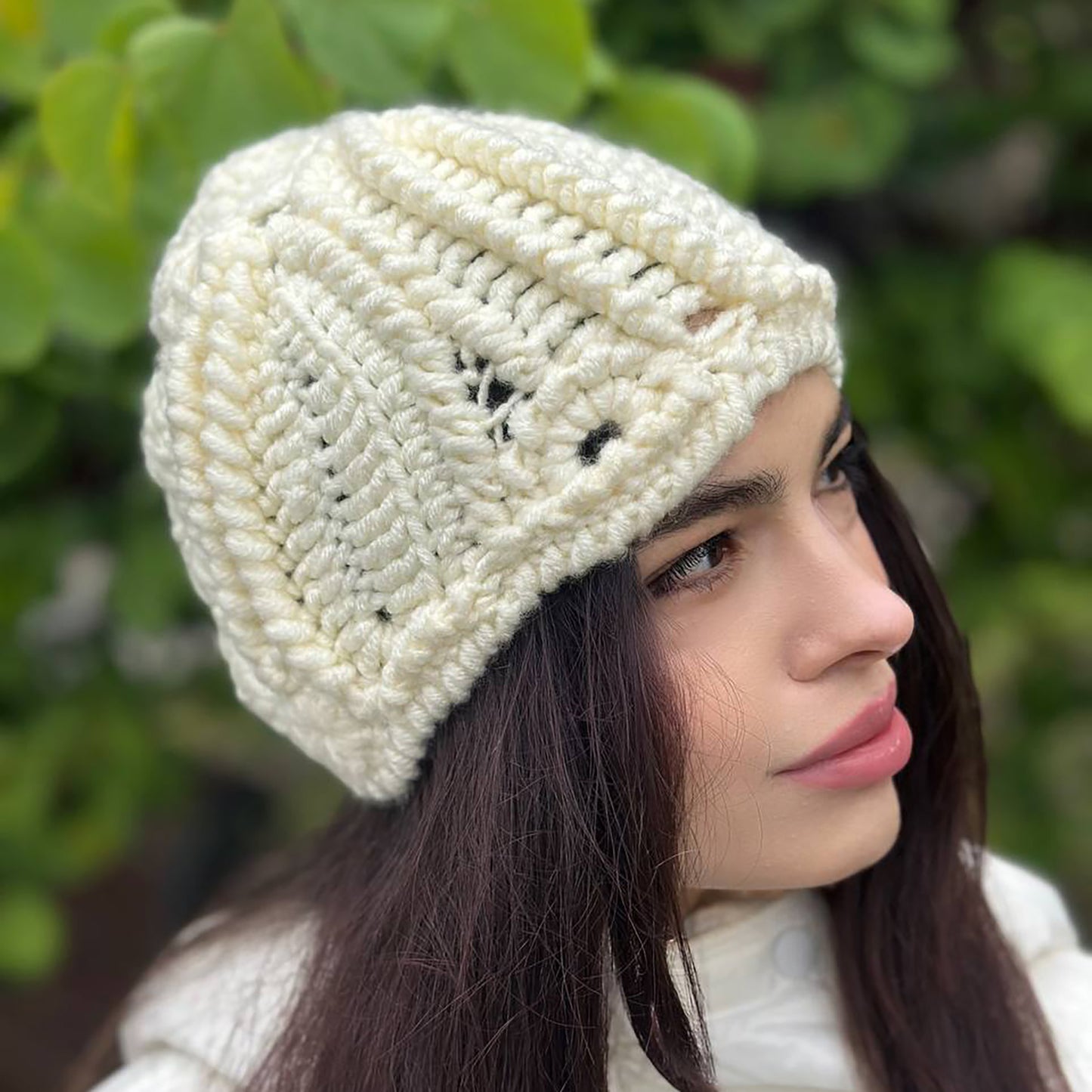 White Irish Crochet Hat – Custom Handmade Wool Blend