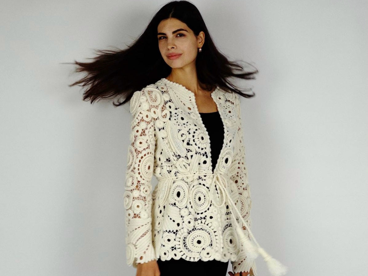 🕊️ Irish Crochet Lace Cardigan – Handmade White Boho Jacket