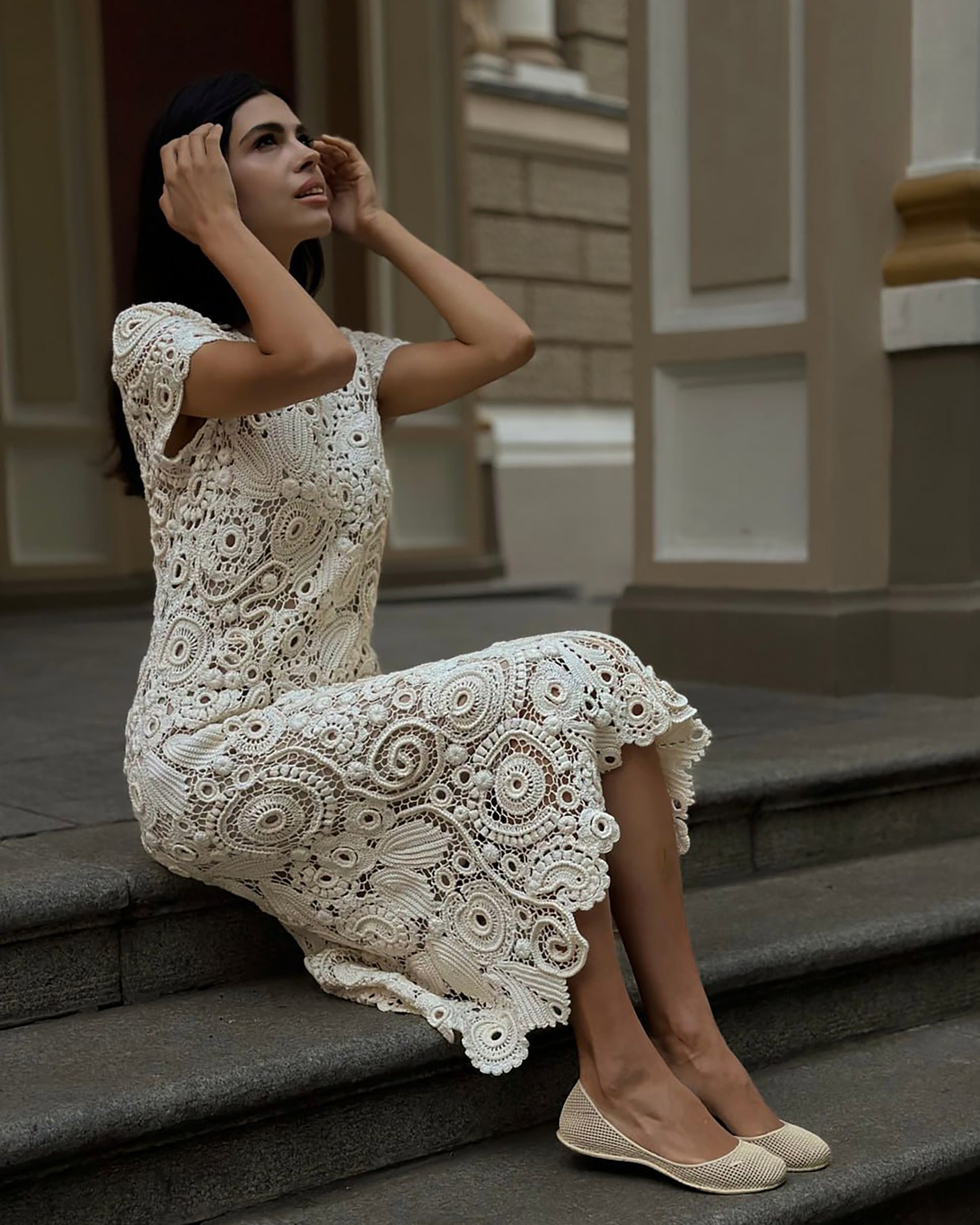 Handcrafted White Irish Lace Dress – Heirloom Crochet Couture