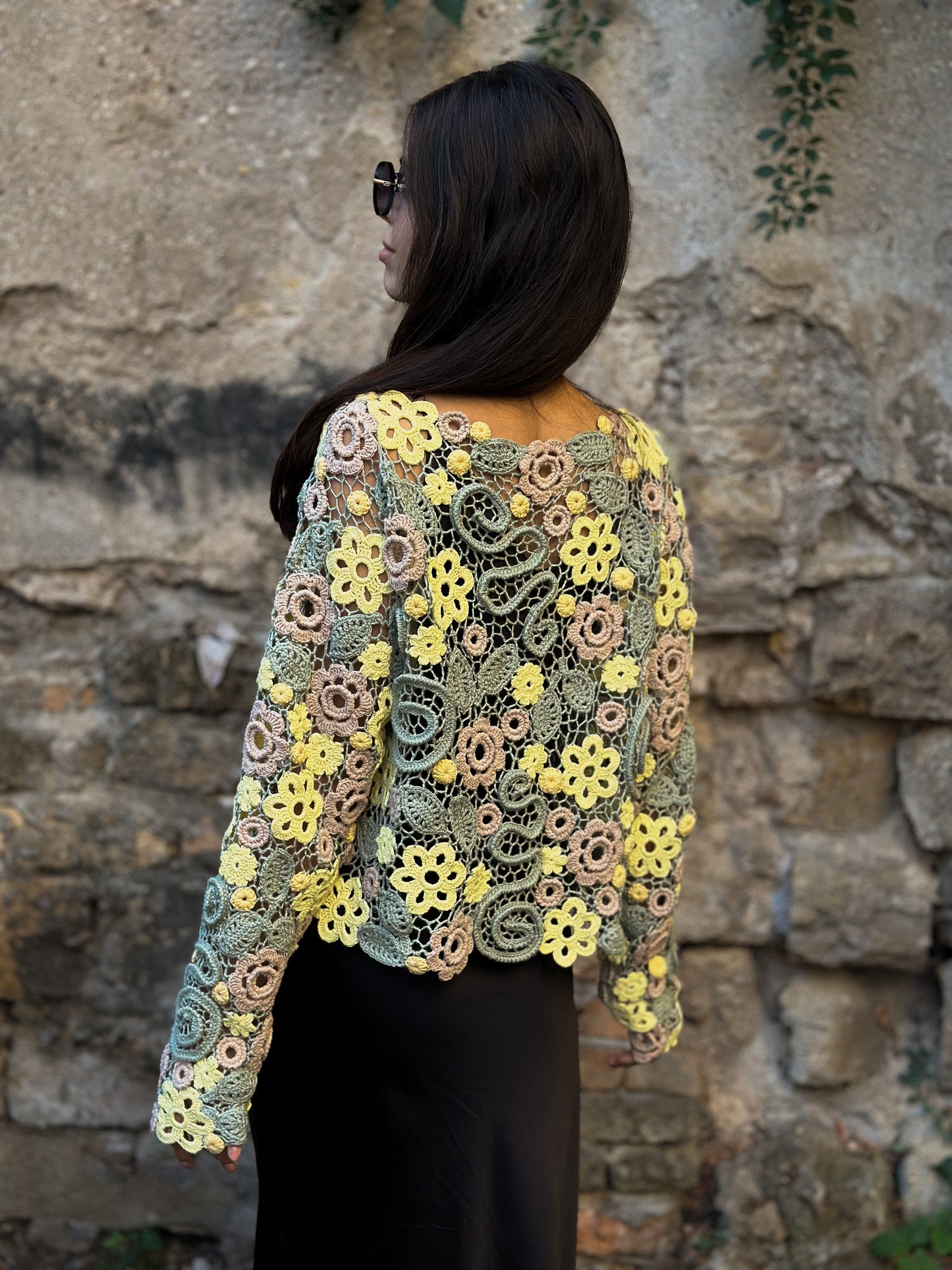Irish Crochet Lace Blouse – Luxury Handmade Floral Couture Top