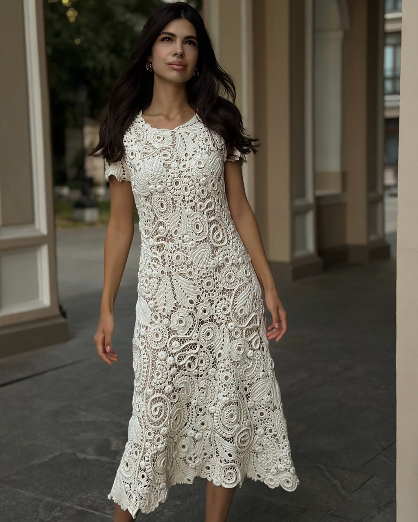 Handcrafted White Irish Lace Dress – Heirloom Crochet Couture