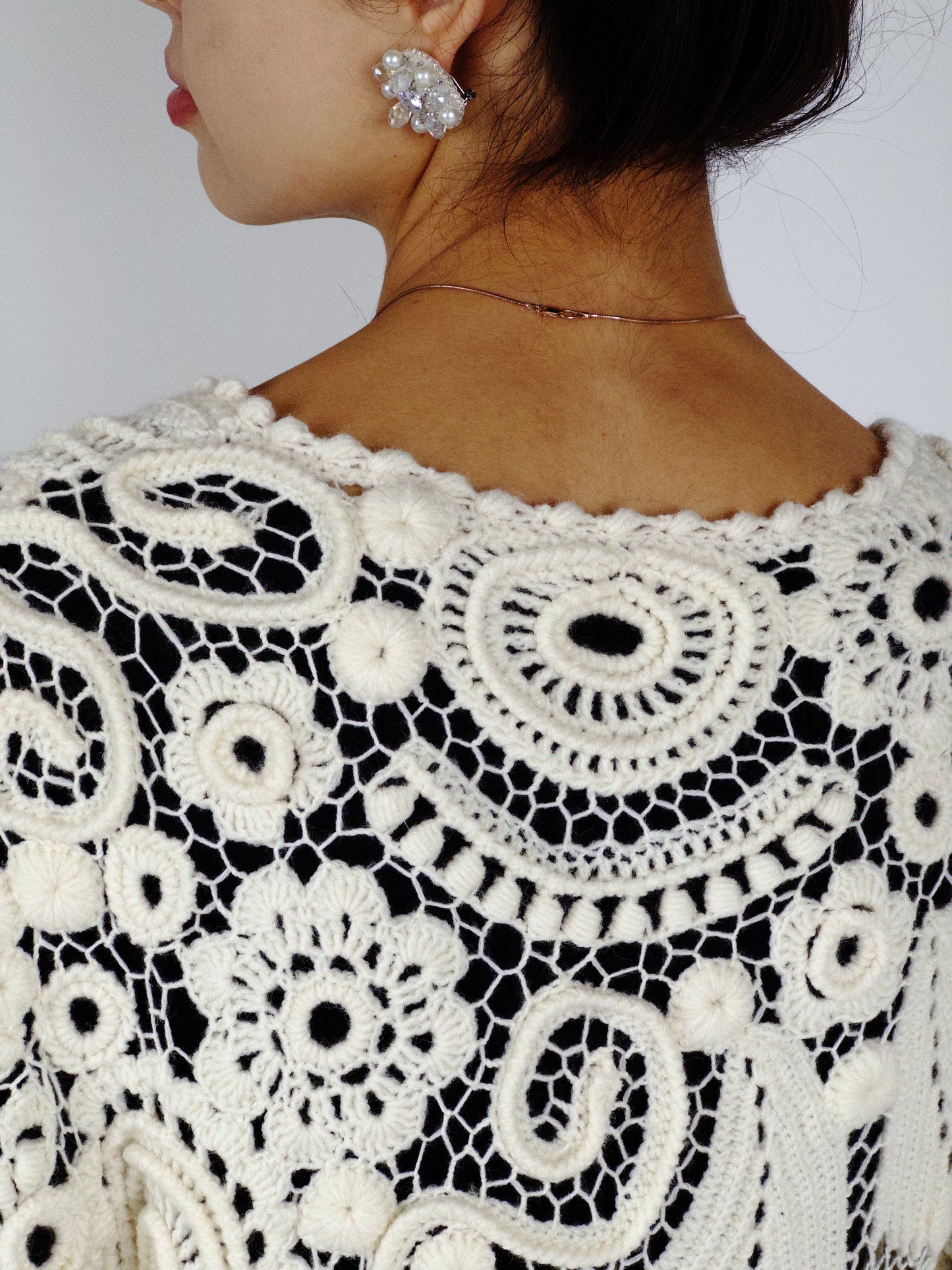 Long Irish Crochet Lace Coat – Handmade Ivory Boho Cardigan