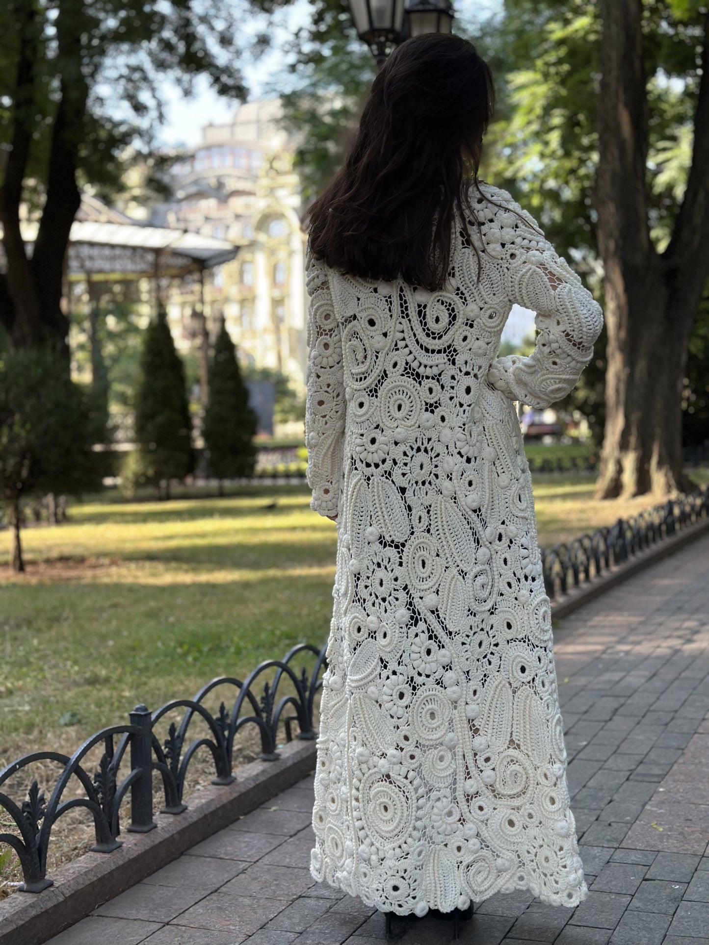 Handcrafted White Irish Lace Cardigan – Luxury Crochet Couture