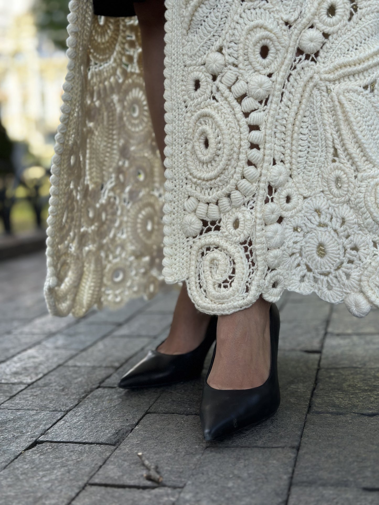 Handcrafted White Irish Lace Cardigan – Luxury Crochet Couture