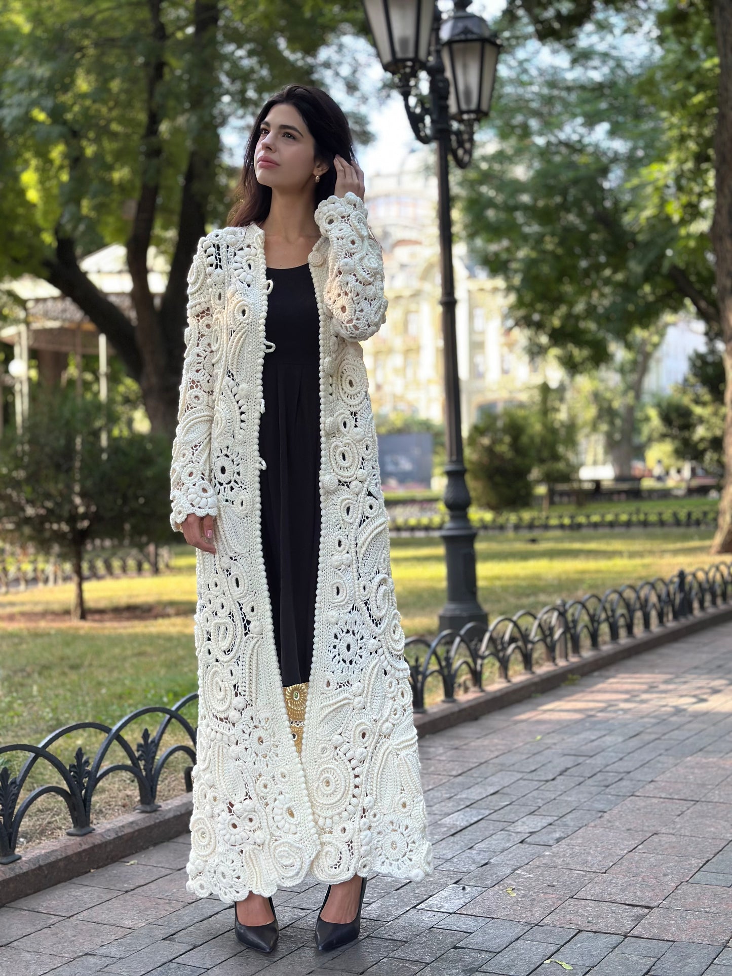 Handcrafted White Irish Lace Cardigan – Luxury Crochet Couture