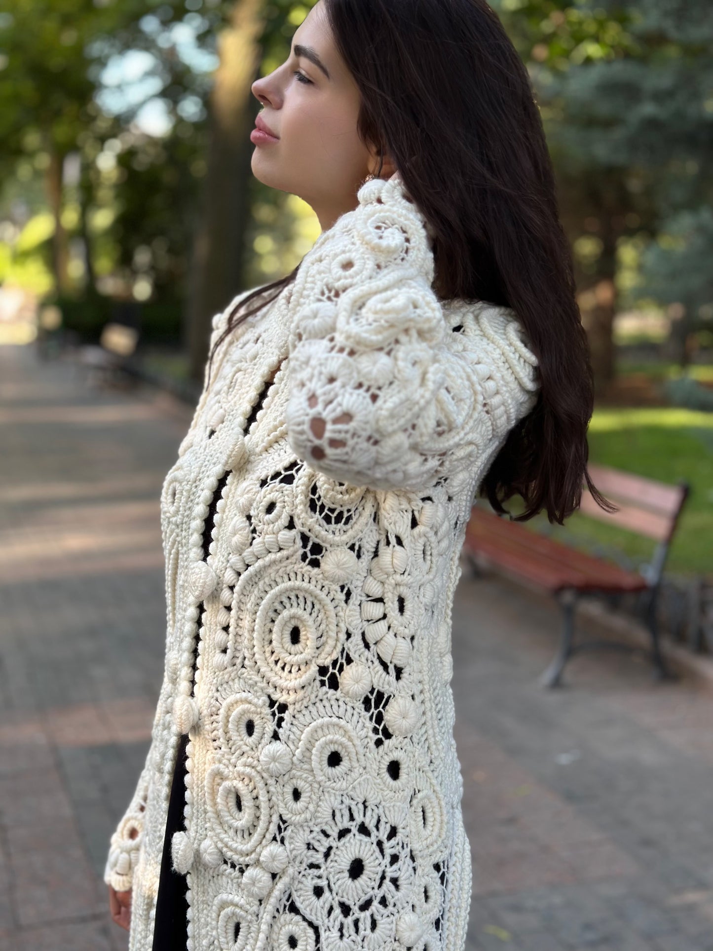 Handcrafted White Irish Lace Cardigan – Luxury Crochet Couture