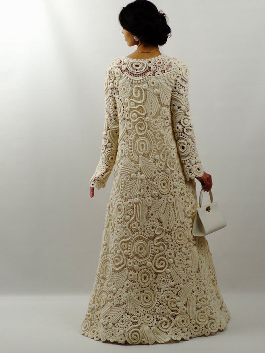 Handcrafted White Irish Lace Cardigan – Luxury Crochet Couture