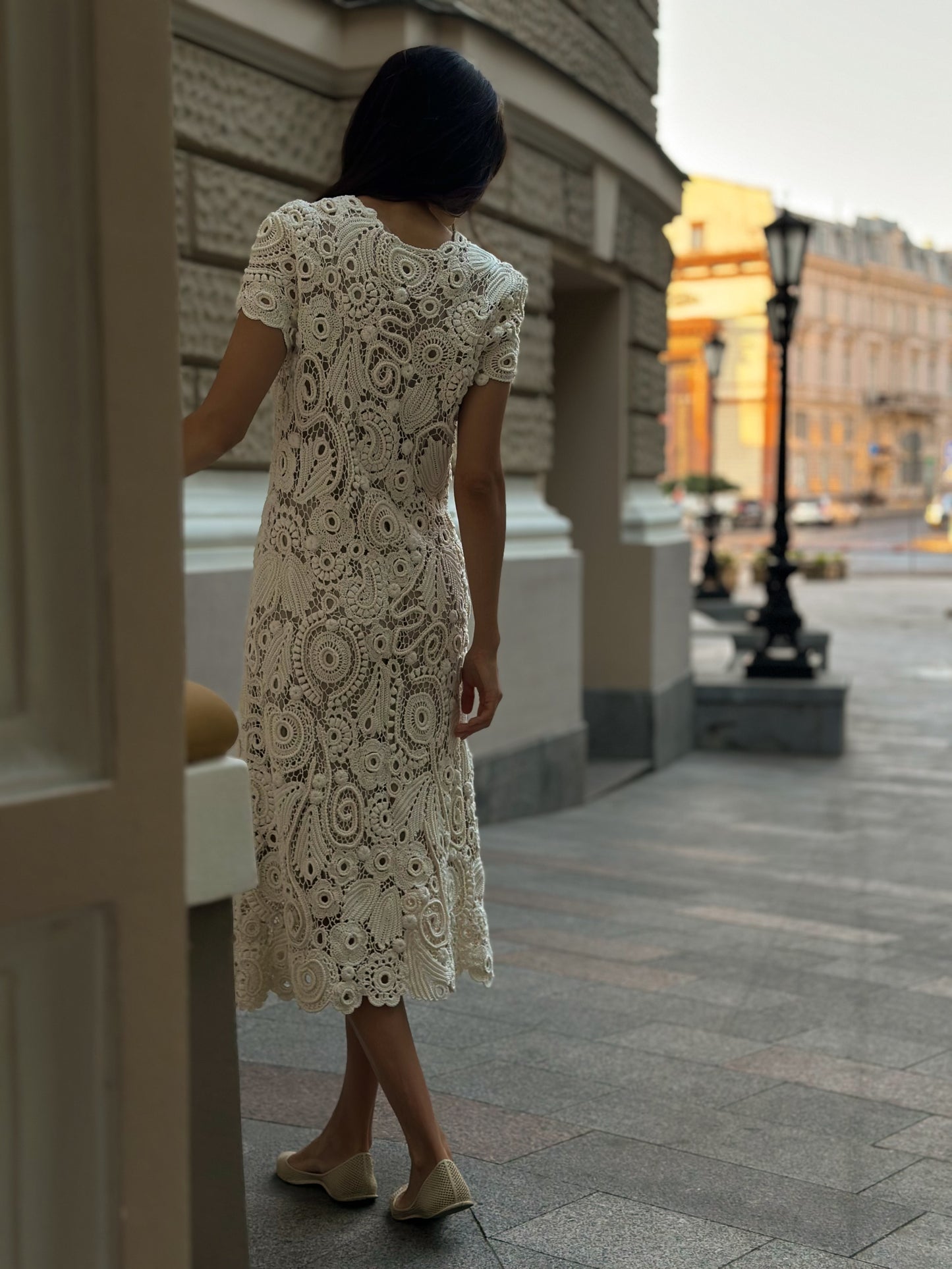 Handcrafted White Irish Lace Dress – Heirloom Crochet Couture