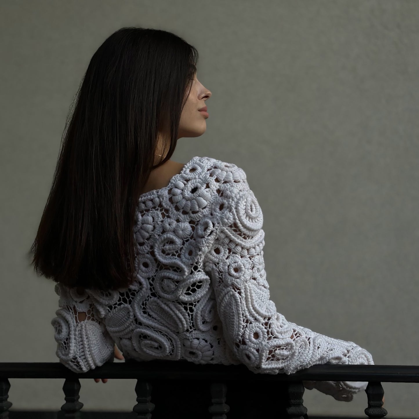 Luxury White Crochet Jacket - Handcrafted Women’s Designer Outerwear (Custom Sizes Available)