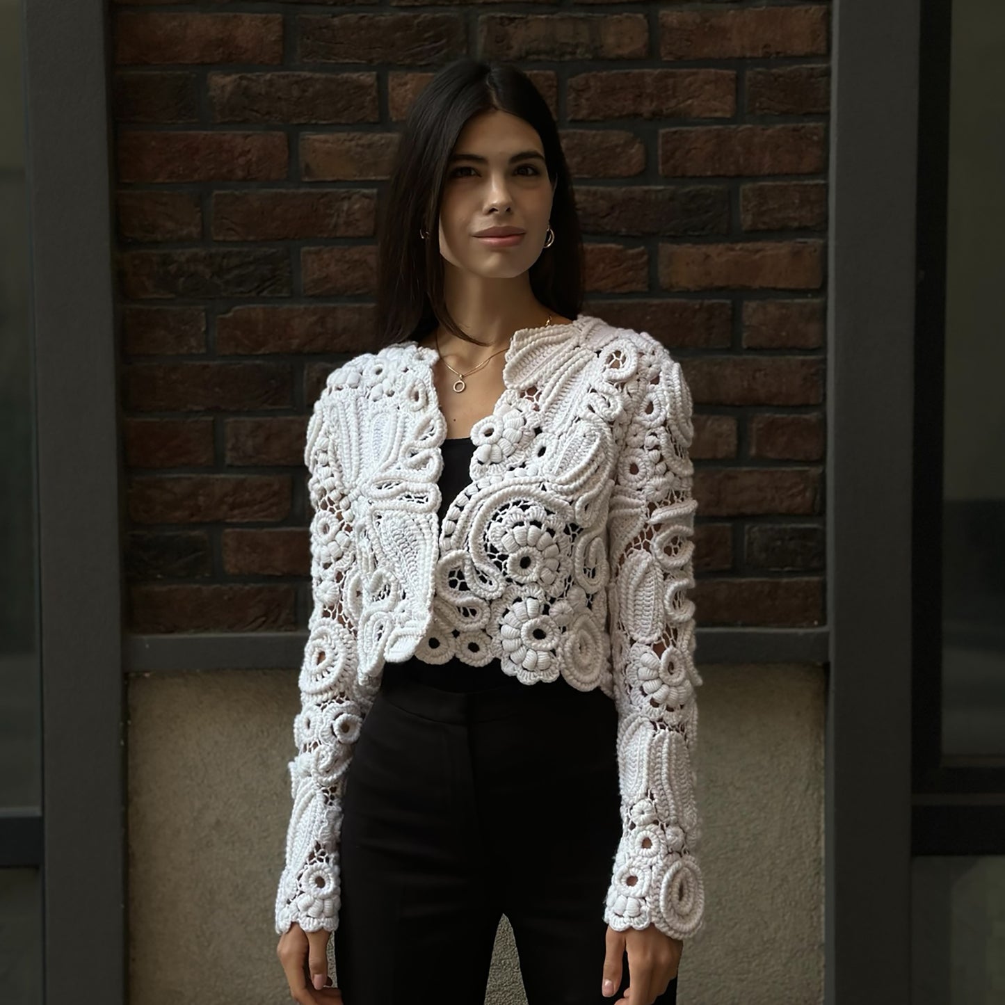 Luxury White Crochet Jacket - Handcrafted Women’s Designer Outerwear (Custom Sizes Available)