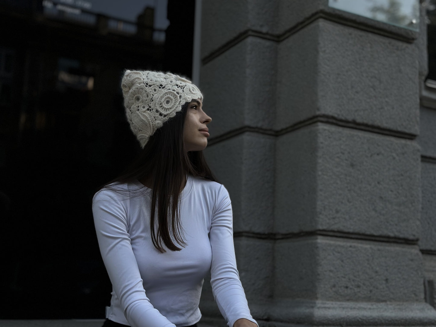 White Irish Crochet Hat – Custom Handmade Wool Blend