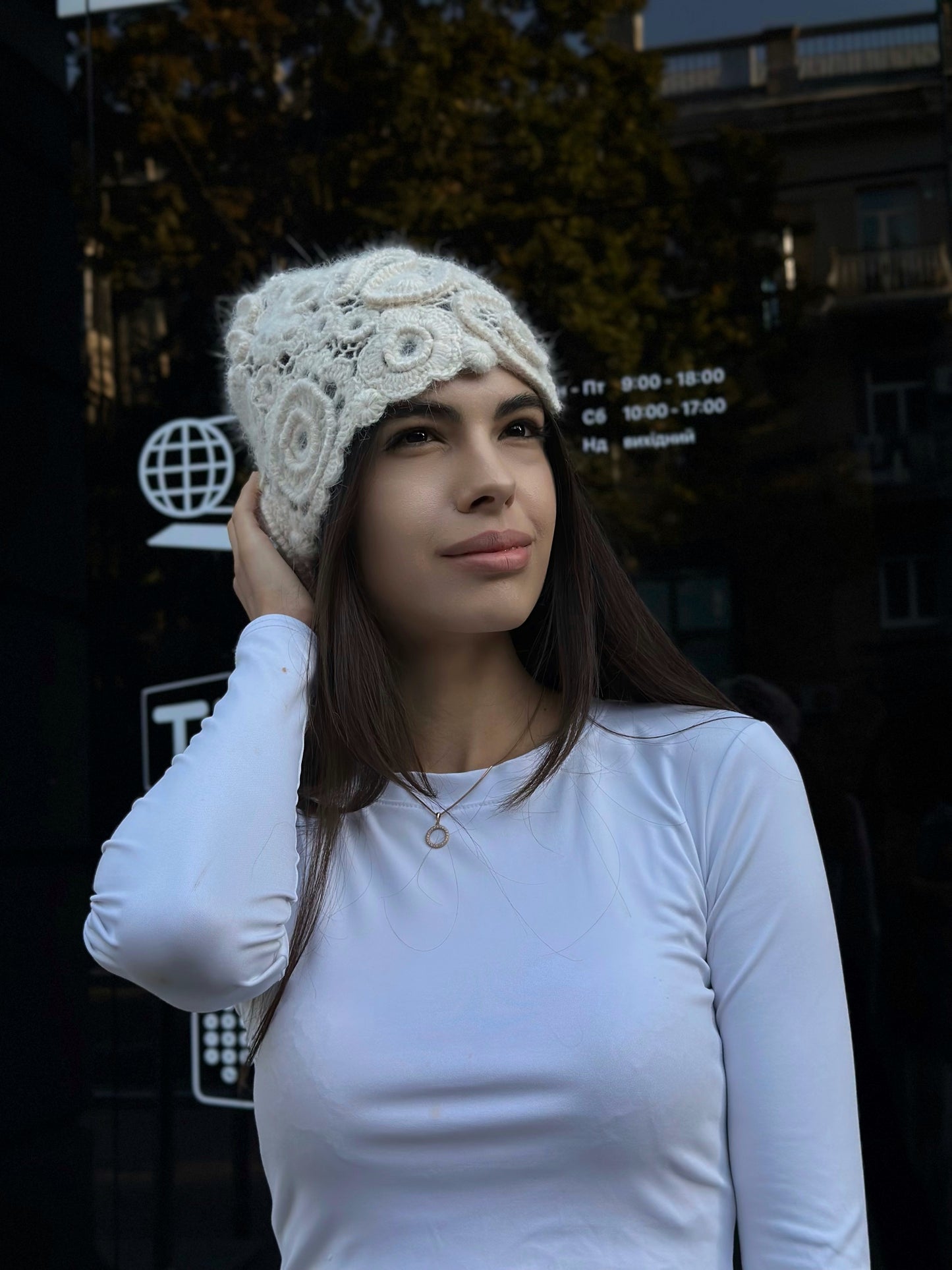 White Irish Crochet Hat – Custom Handmade Wool Blend