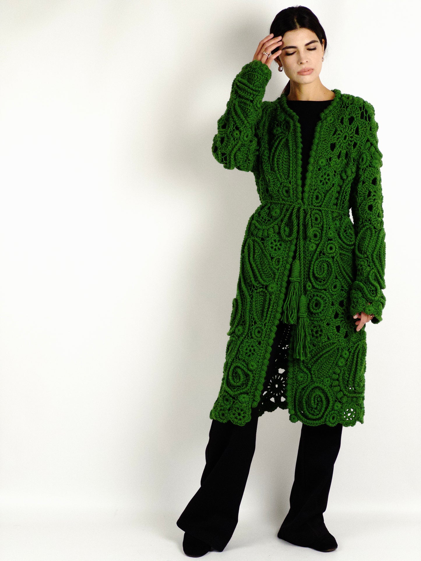 Green Irish Lace Cardigan – Handmade Crochet Couture