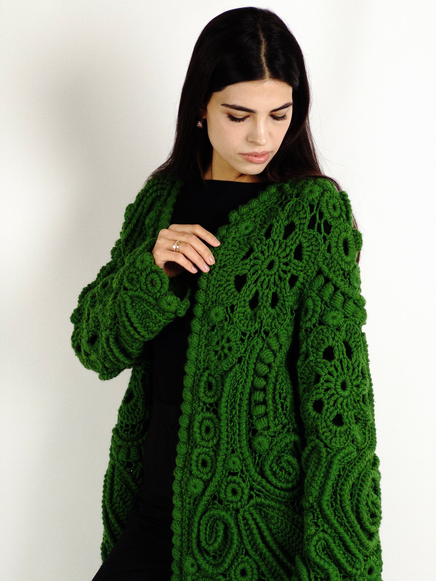 Green Irish Lace Cardigan – Handmade Crochet Couture
