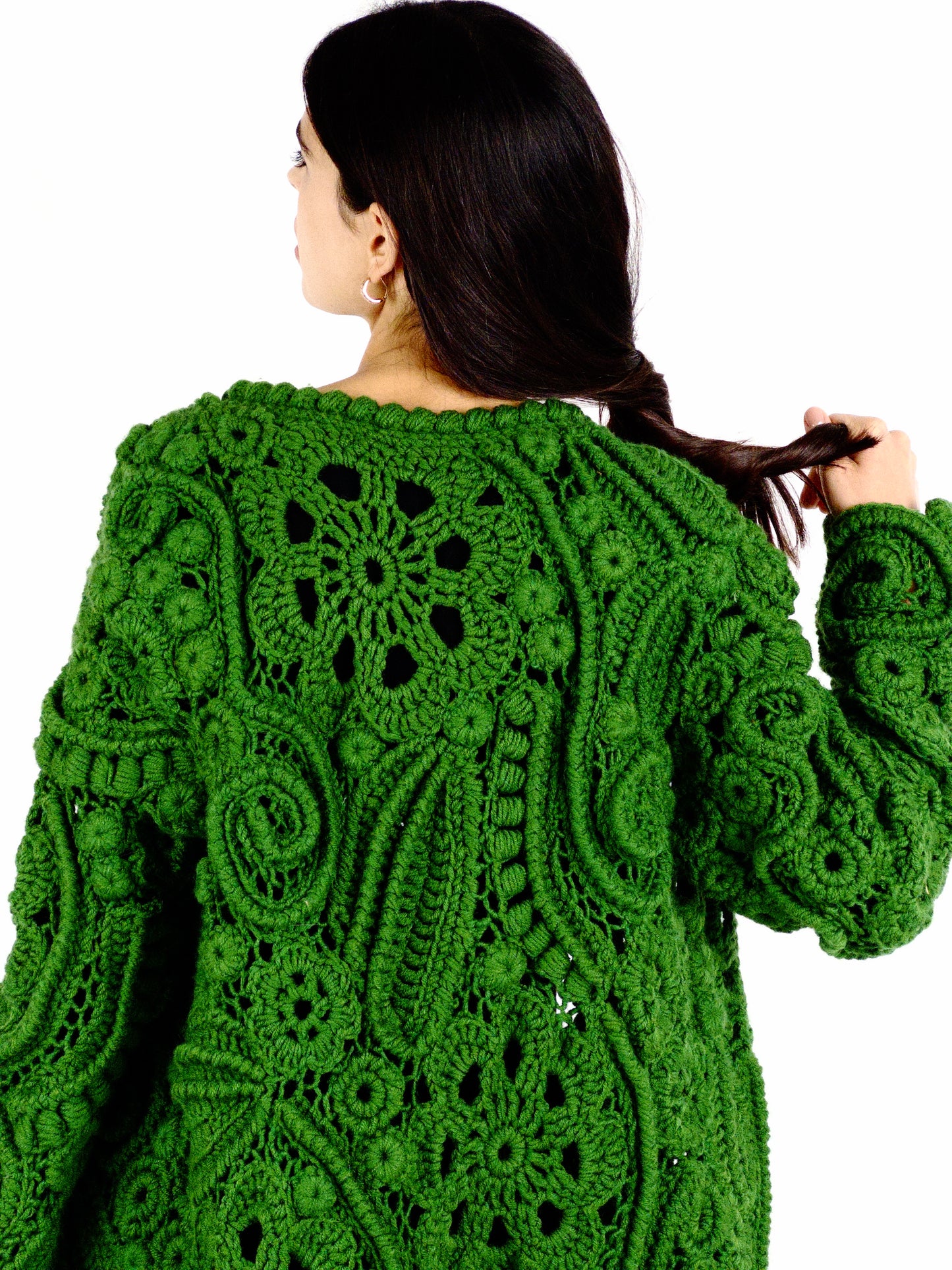 Green Irish Lace Cardigan – Handmade Crochet Couture