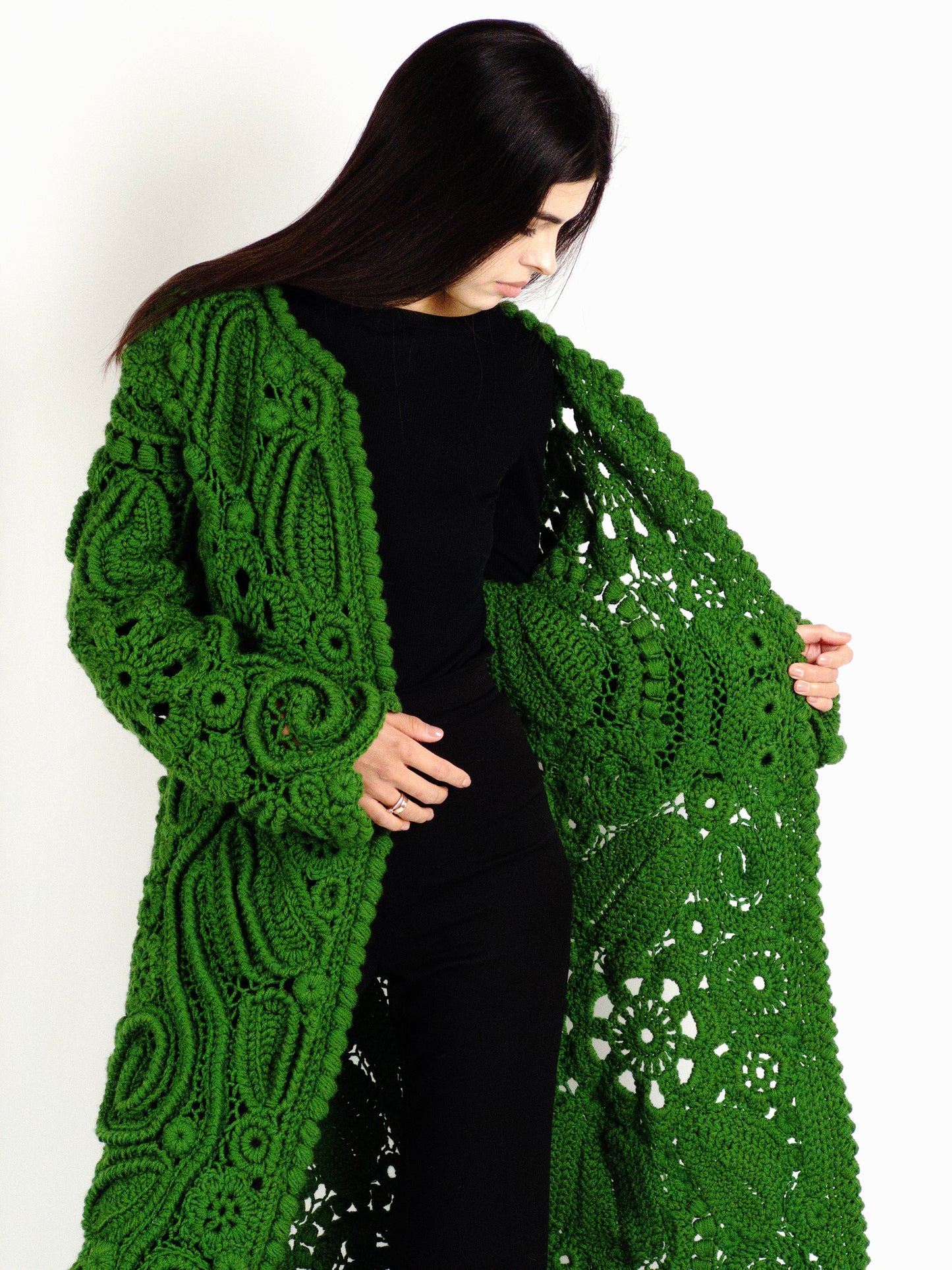 Green Irish Lace Cardigan – Handmade Crochet Couture
