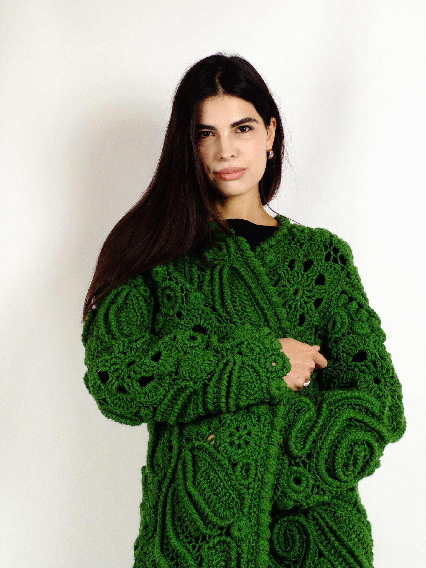 Green Irish Lace Cardigan – Handmade Crochet Couture
