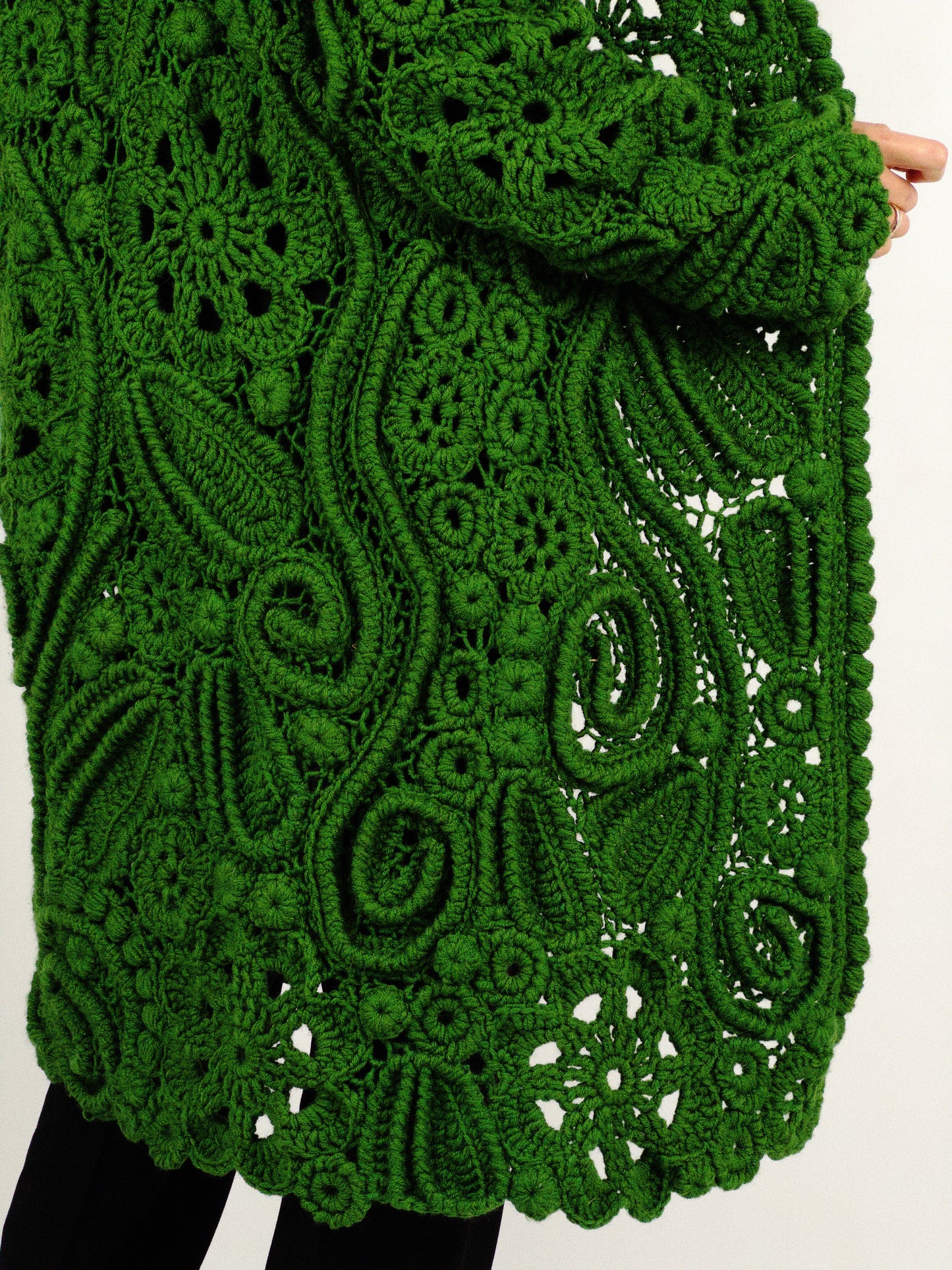 Green Irish Lace Cardigan – Handmade Crochet Couture