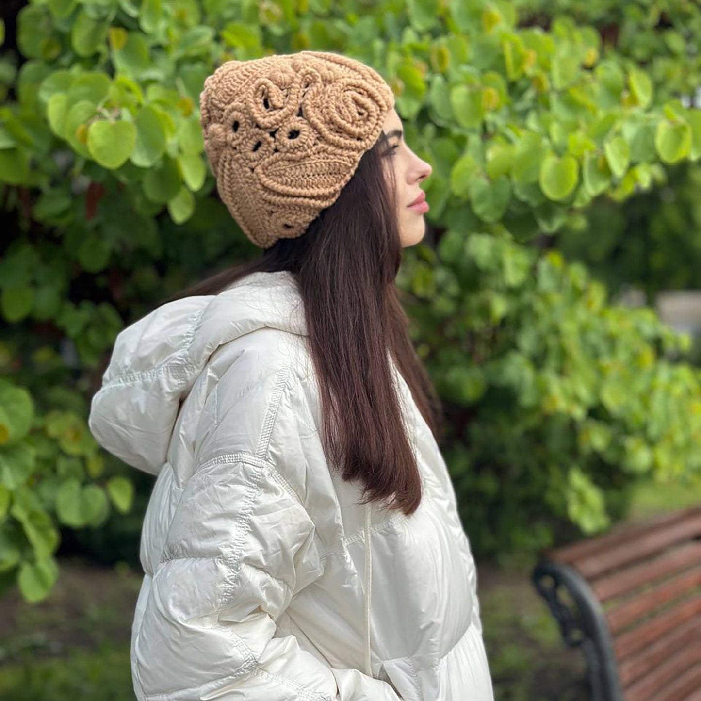 Handmade Beige Irish Crochet Hat – Neutral Elegance with Timeless Craft