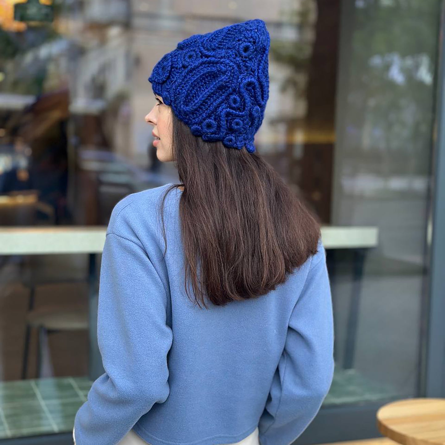 Handmade Blue Irish Crochet Hat — Wool Blend | Custom Fit | Free Shipping