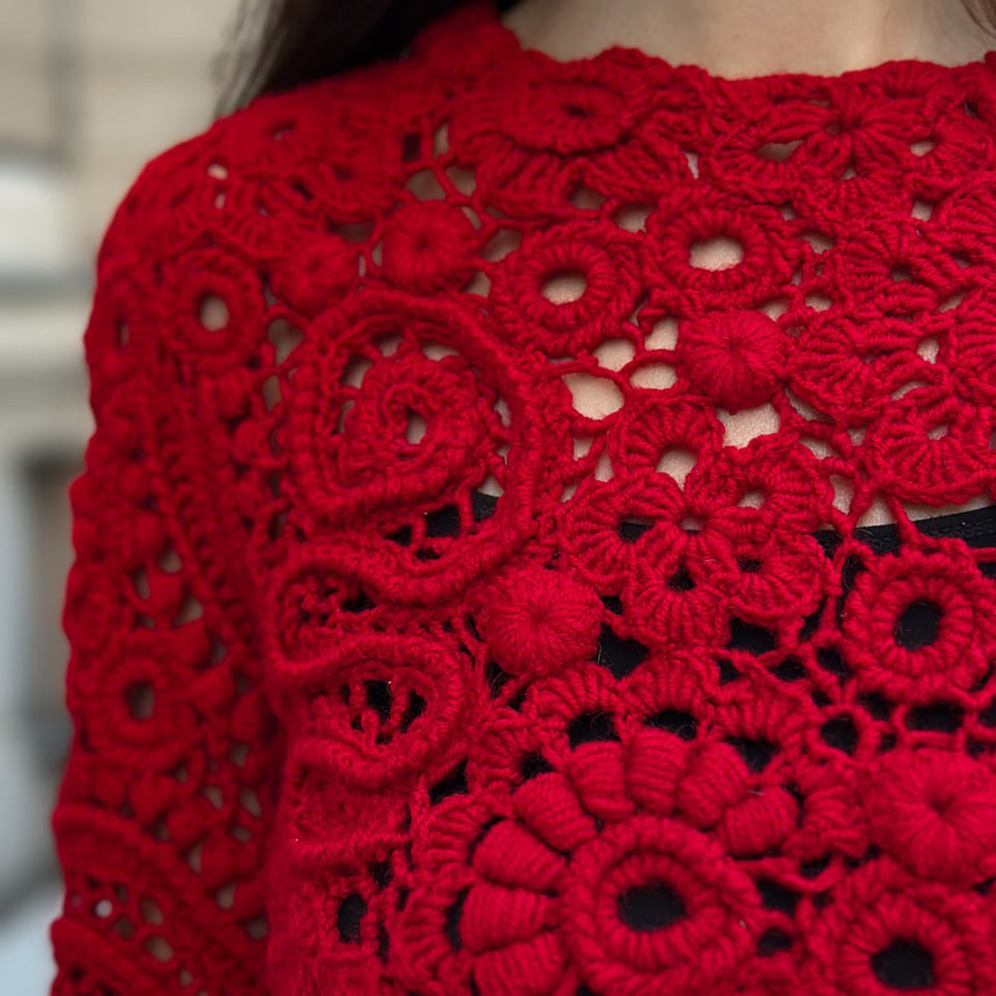 Luxury Red Crochet Pullover – Handcrafted Women’s Designer Sweater (Custom Sizes Available)