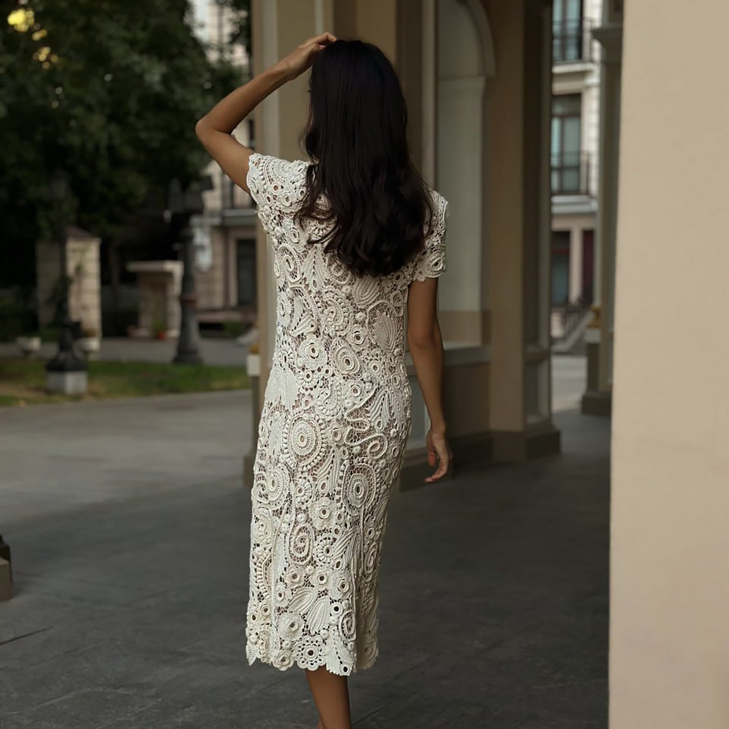 Handcrafted White Irish Lace Dress – Heirloom Crochet Couture