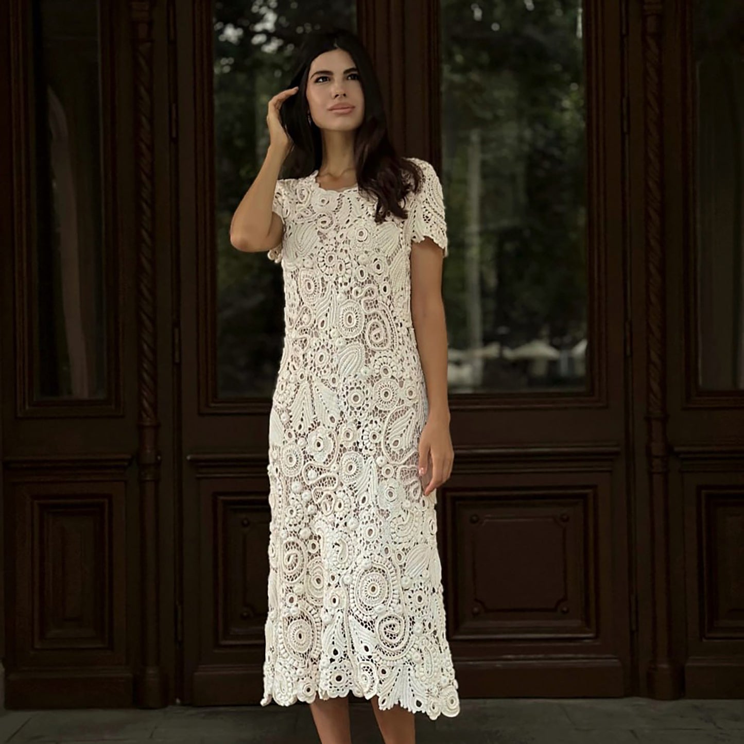 Handcrafted White Irish Lace Dress – Heirloom Crochet Couture
