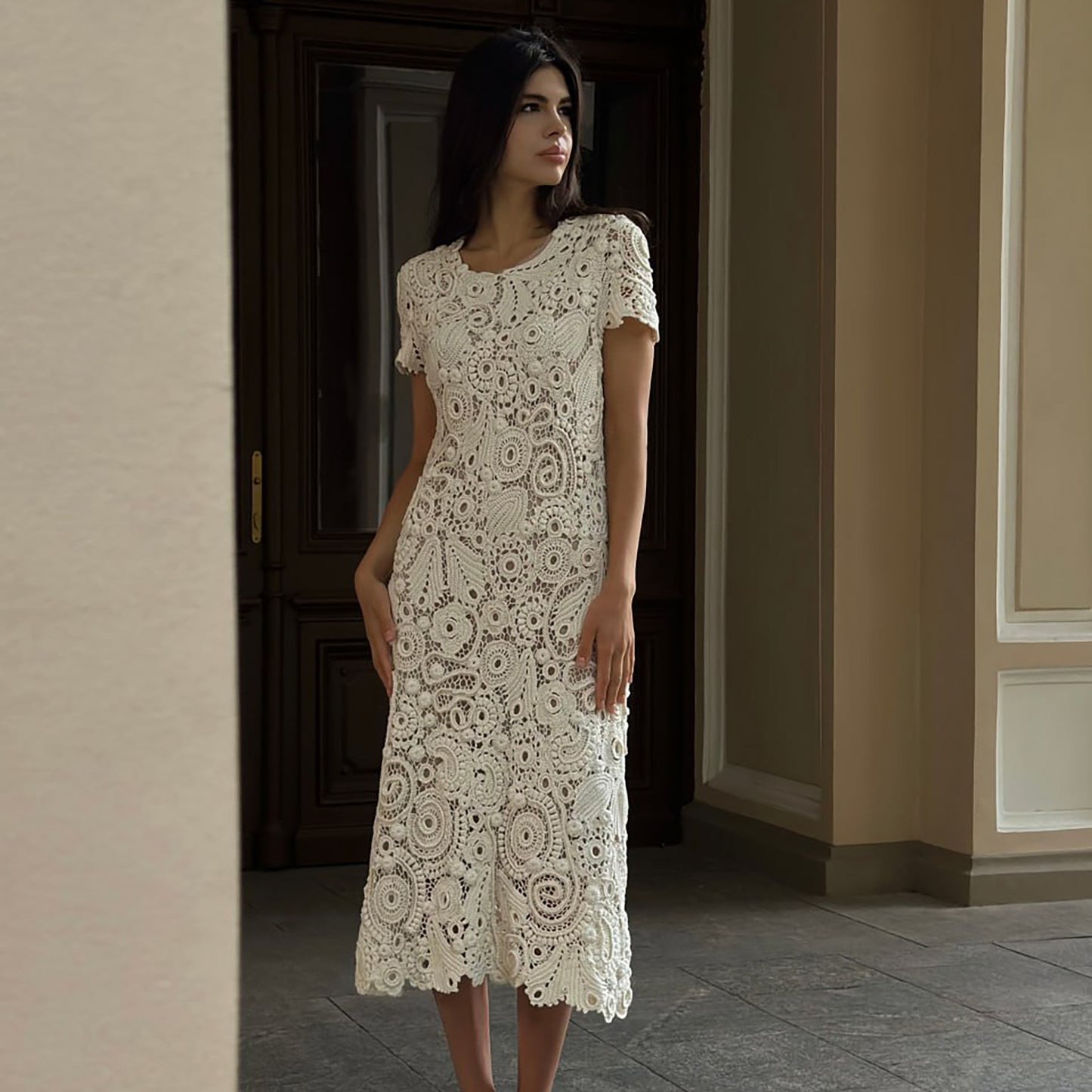 Handcrafted White Irish Lace Dress – Heirloom Crochet Couture
