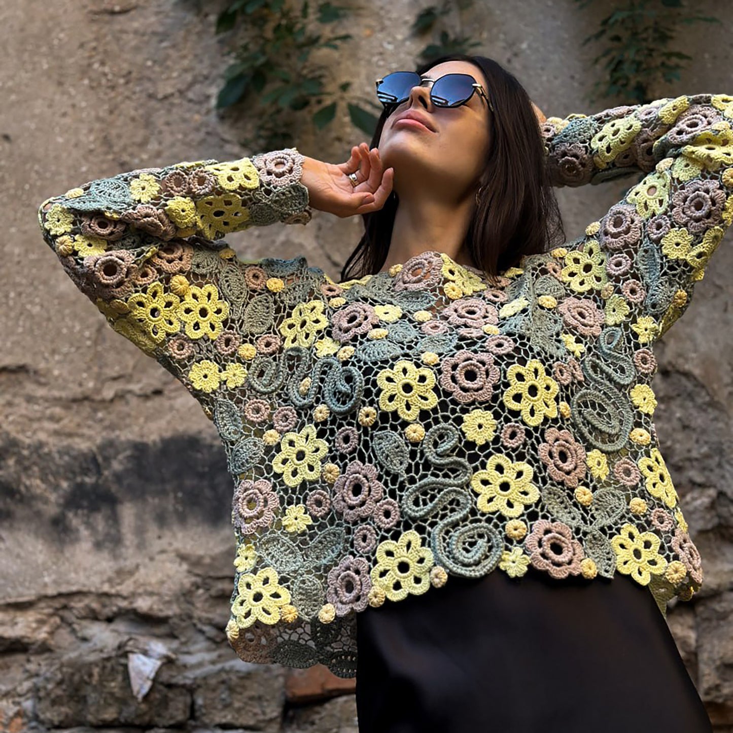Irish Crochet Lace Blouse – Luxury Handmade Floral Couture Top