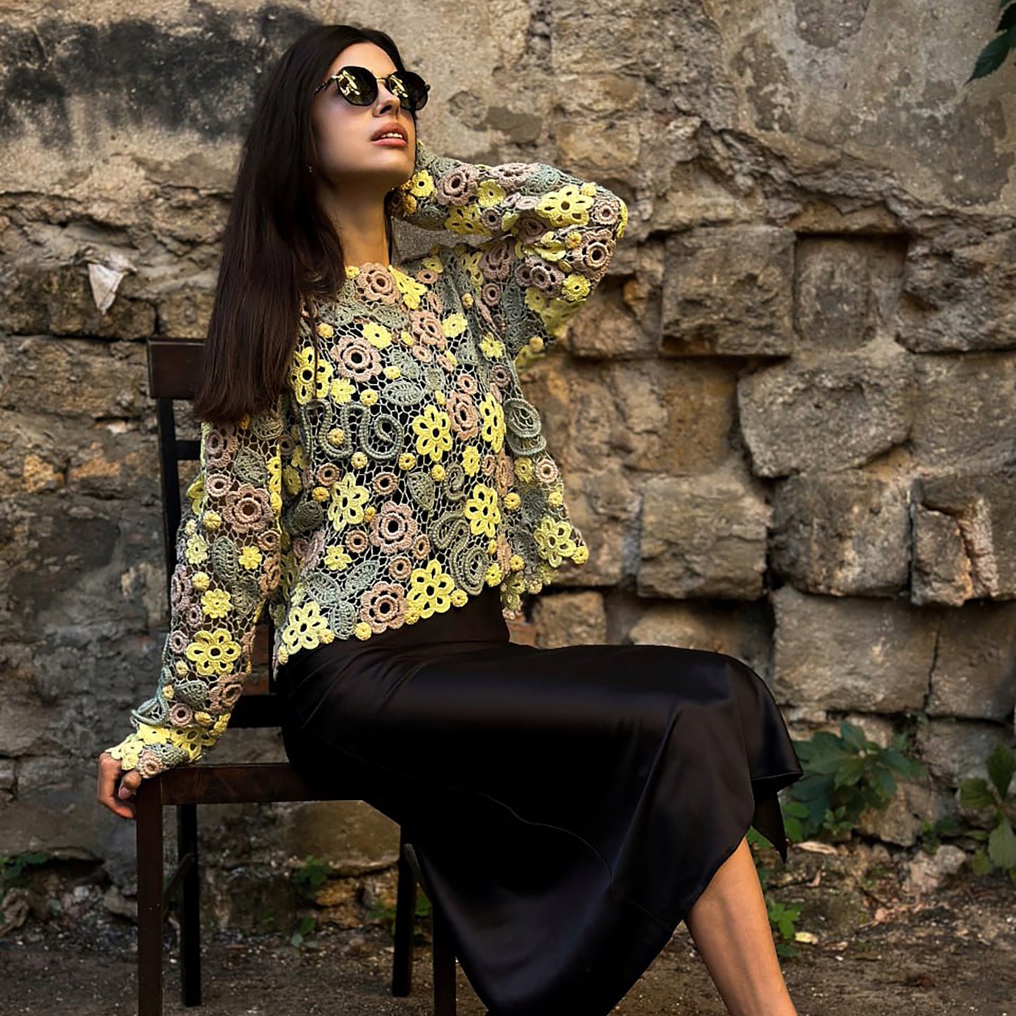 Irish Crochet Lace Blouse – Luxury Handmade Floral Couture Top