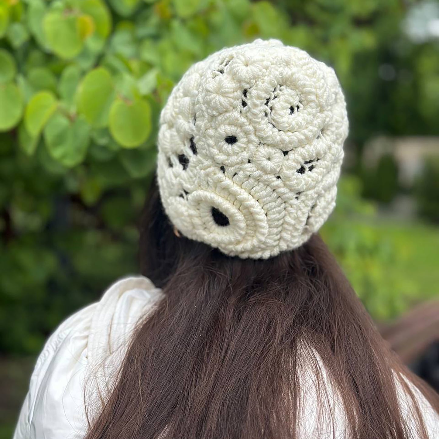 White Irish Crochet Hat – Custom Handmade Wool Blend
