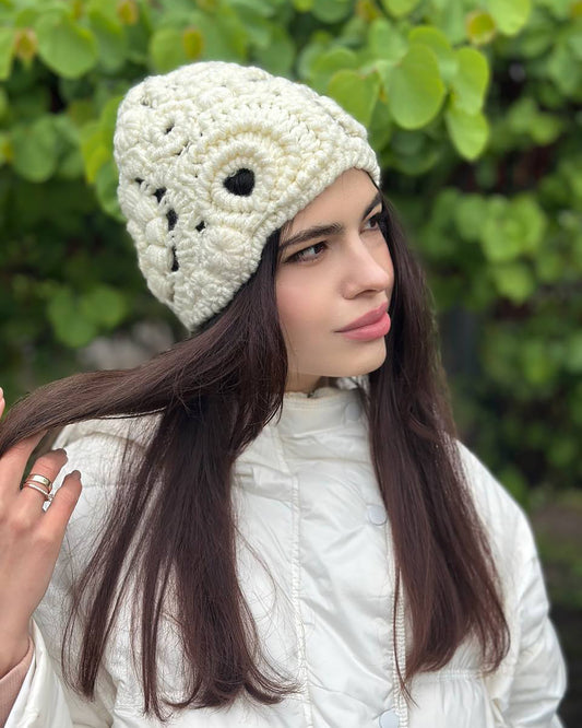 White Irish Crochet Hat – Custom Handmade Wool Blend